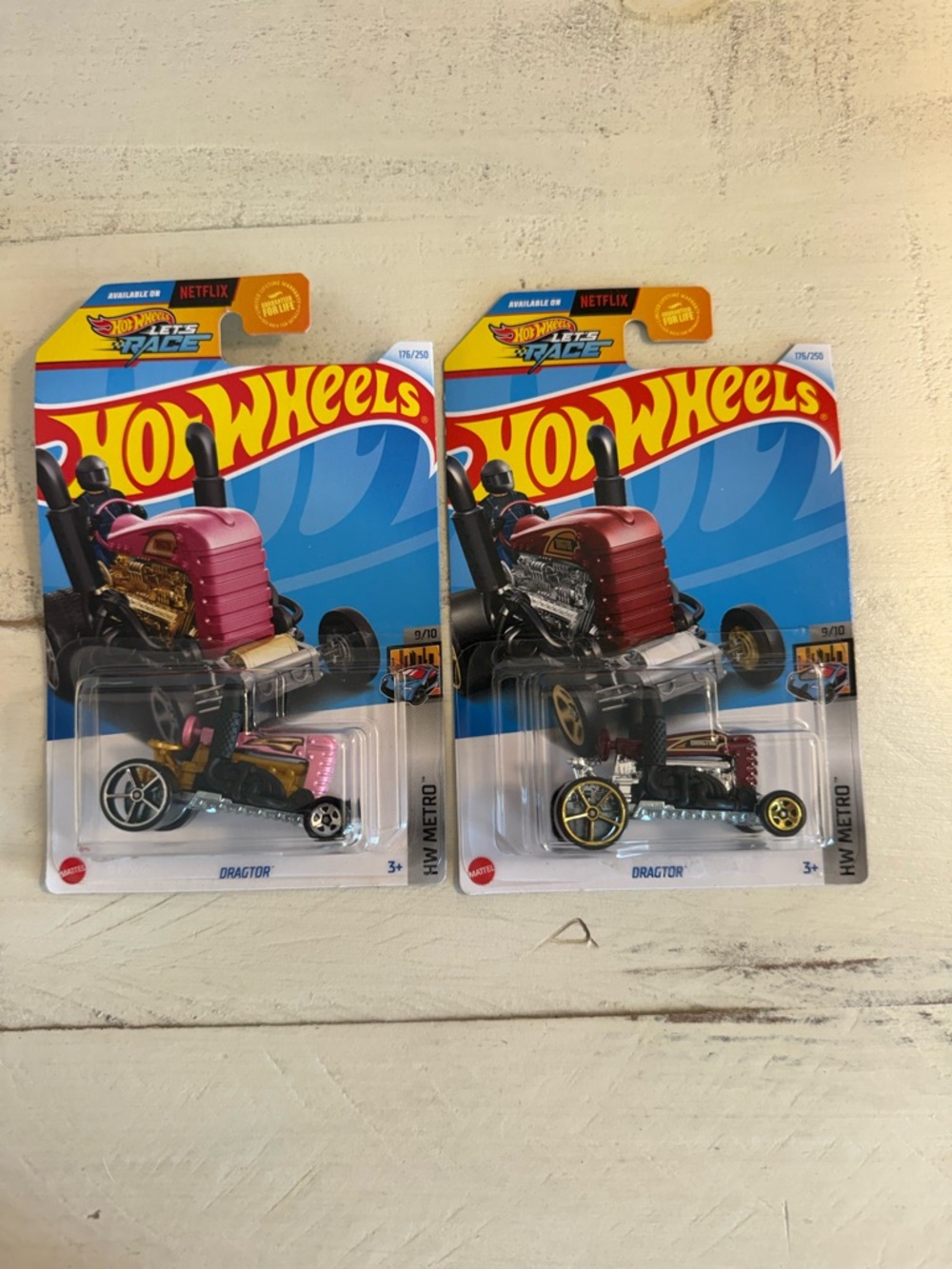 Lot of 2 Hot Wheels 2024 HW Metro Dragtor TRACTOR Pink & Maroon 176/250